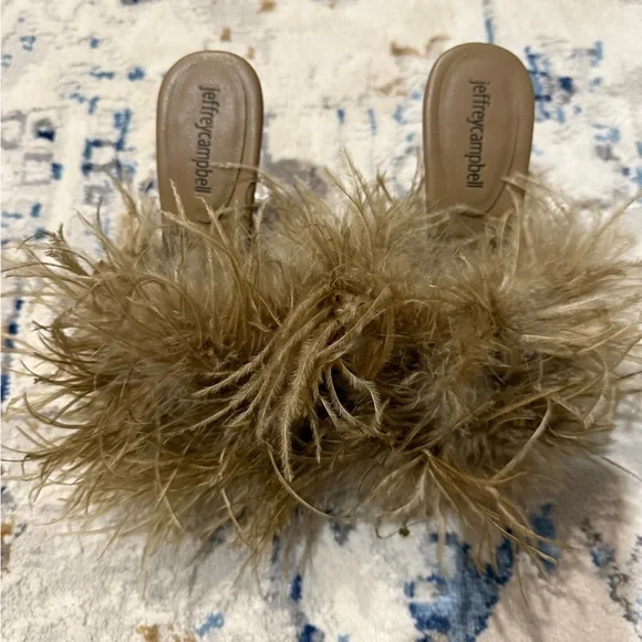 Jeffrey Campbell Brown/Taupe Feathered Heels - Picture 2 of 6